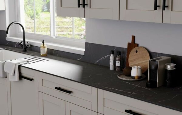 black and white marble effect solid laminate worktop 12mm