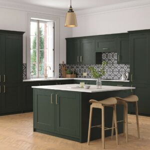 Fir Green kitchen featuring painted doors