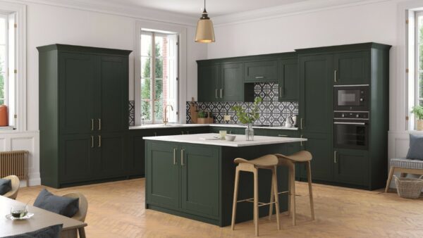 Fir Green kitchen featuring painted doors