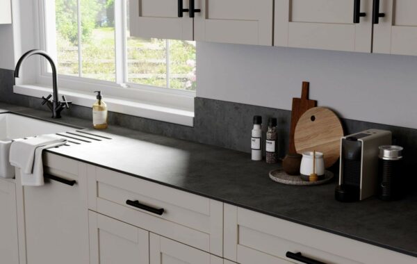 Solid laminate slate coloured worktop 12mm