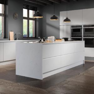 Meranti kitchen in White & Light Grey Gloss