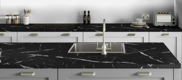 Nero Marquina - Marble Effect Laminate Worktop - 38mm