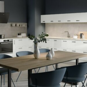 High gloss white slab kitchen doors